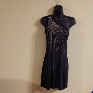 Elegant Black One-Shoulder Dress. Like New.